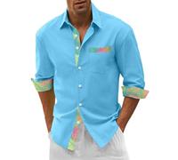 Camicia da uomo, camicia da uomo, a maniche lunghe, in tinta unita, semplice e traspirante, per il tempo libero, per attività all'aria aperta, in mussola, per il lavoro, per il colloquio di lavoro