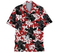 Camicia da uomo casual con stampa, a maniche lunghe, con bottoni, alla moda, con motivi eleganti, per l'uso quotidiano e attività all'aperto, estate, Rosso anguria, S