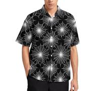 Camicia da uomo casual elegante - motivo ragnatela scura una stampa estiva da uomo camicia a maniche corte con bottoni e tasca, multicolore, M