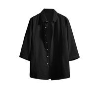 Camicia da uomo Casual T-shirt a maniche corte con scollo a V Camicia in lino da uomo a maniche corte estate cotone business casual camicie classiche con bottoni, Le Noir-b, Nascita