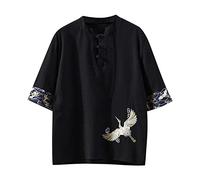 Camicia da uomo cinese - Arti marziali tradizionali Kung Fu Tai Chi Wushu Classico Tangzhuang Stile Manica Lunga Giacca Allenamento Uniforme Primavera Autunno Tempo Libero Abbigliamento, nero-a,