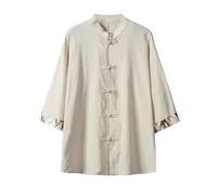 Camicia da uomo cinese camicia ricamata in lino per il tempo libero camicia cinese Top tradizionale cinese Tangzhuang abbigliamento estate arti marziali Kung Fu Tai Chi abbigliamento da allenamento