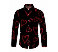 Camicia da uomo con bottoni e risvolti, alla moda, con stampa basic, comfort fit, a maniche lunghe, casual, festival, carnevale, magliette alla moda, per tutti i giorni e le feste, le vacanze, 02