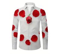 Camicia da uomo con bottoni e risvolti, alla moda, con stampa basic, comfort fit, a maniche lunghe, casual, festival, carnevale, magliette alla moda, per tutti i giorni e le feste, le vacanze, 06