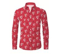 Camicia da uomo con bottoni e risvolti, alla moda, con stampa basic, comfort fit, a maniche lunghe, casual, festival, carnevale, magliette alla moda, per tutti i giorni e le feste, le vacanze, 07