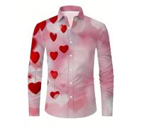 Camicia da uomo con bottoni e risvolti, alla moda, con stampa basic, comfort fit, a maniche lunghe, casual, festival, carnevale, magliette alla moda, per tutti i giorni e le feste, le vacanze, 05