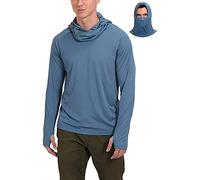 Camicia da uomo con cappuccio da pesca, protezione solare, maniche lunghe, fori per i pollici camicie con scaldacollo, maglietta nera con cappuccio, maglietta per sport all'aria aperta, camicetta ad