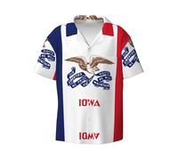 Camicia da uomo con colletto cubano e bandiera dello Stato dell'Iowa