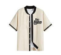 Camicia da Uomo con Colletto da Baseball Allentato e Bottoni sul Davanti, Giacca da Camicia Casual alla Moda Felpe Racing