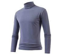 Camicia da uomo con collo a semi-giracollo a maniche lunghe, aderente, con collo alto, pullover, casual, sportiva, per il fitness, sottogiacca per muscoli, Grigio scuro, XXL