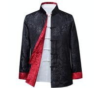 Camicia da uomo con drago cinese, giacca stile kung fu, abito tradizionale cinese per il Capodanno cinese, tuta Tang, abbigliamento tradizionale cinese Hanfu per uomo L,M,S,XL,XXLBlocchi di colore,Gra
