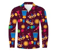 Camicia da uomo con risvolto fantasia discoteca party costume sciolto anni '60 stampato vintage discoteca febbre vestito da uomo moda discoteca top, #01-08, L