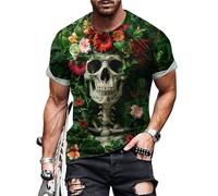 Camicia da uomo con scheletro | grafica floreale | girocollo a maniche corte estive magliette alla moda - per uso quotidiano e viaggio, Scheletro delle piante 5, 3XL