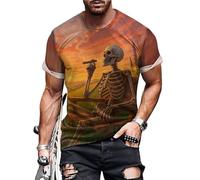 Camicia da uomo con scheletro | grafica floreale | girocollo a maniche corte estive magliette alla moda - per uso quotidiano e viaggio, Scheletro vegetale 2, 3XL