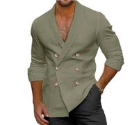 Camicia da uomo con scollo a V e risvolto a doppio petto, vestibilità ampia, maniche lunghe e leggermente elasticizzata, per primavera e autunno (M verde)