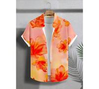 Camicia da uomo con stampa floreale per vacanze, adatta per fughe sull'isola, viaggi alle Hawaii, raduni amichevoli, un regalo premuroso per il fidanzato, vacanze L,M,S,XL,XS,XXLPianteTessuto intrecci