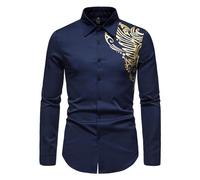Camicia da Uomo con Stampa Tatuaggio Camicie Casual Formali Classiche abbottonate a Maniche Lunghe vestibilità Regolare Camicia Elegante abbottonata Camicie alla Moda Camicia con Stampa Tatuaggio