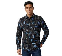 Camicia da uomo Desigual Damian stampa nera S