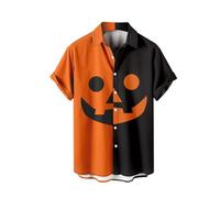 Camicia da uomo di Halloween divertente faccia di zucca camicia a blocchi di colore camicie hawaiane Day of The Dead Holiday Beach T Shirts orribile festival costumi, Marina Militare, S
