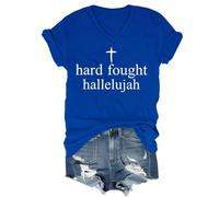 Camicia da uomo e donna con alleluia combattuta con alleluia, versi biblici con Gesù cristiano, Blu Zaffiro - V, 3XL