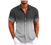 Camicia da Uomo Elegante - Chemise à Manches Courtes pour Hommes boutonnage décontracté Imprimé complet Plage vacances en Plein Air Printemps (Dark Gray L)