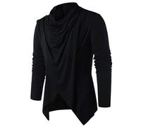 Camicia da uomo gotica retrò, ethno Style punk, a maniche lunghe, da uomo, per il tempo libero, a maglia fine con colletto alto, 001 nero, XXL