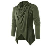 Camicia da uomo gotica retrò, ethno Style punk, a maniche lunghe, da uomo, per il tempo libero, a maglia fine con colletto alto, 001 Army Green, M