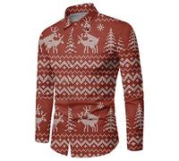 Camicia da uomo grigio scuro camicie di Natale per uomo in inverno, maniche lunghe, abbottonatura, stampa completa, camicie divertenti con un'atmosfera speciale camicia bianca da uomo, rosa intenso