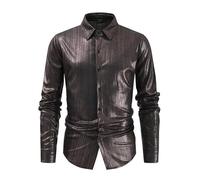 Camicia da uomo hippie decenni stampa lucida discoteca febbre party outfit retrò moda multicolore button down costume comfort nightclub abbigliamento uomo, Caff, L