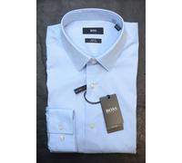 Camicia Da Uomo Hugo Boss Isko Easy Iron Slim Fit Blu Pastello In Cotone 41 16