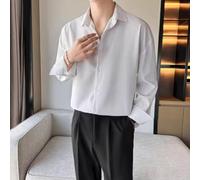 Camicia da uomo Ice Silk a maniche lunghe vestibilità regolare nera (bianco | Taglio Regular Fit, traspirante, ideale per l'ufficio e la vita quotidiana, facile da pulire, nero