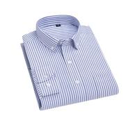 Camicia da uomo in cotone a maniche lunghe scozzese Oxford casual tinta unita stampa regular fit formale camicia da abito, Cx12, XS