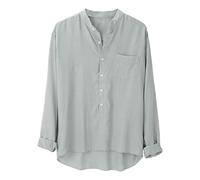 Camicia da Uomo in Cotone e Lino vestibilità Normale Classico Cinese Kung Fu Tai Chi Wushu a Maniche Lunghe Costumi Traspirante Confortevole Hawaiana Top Colletto Alto per Il Tempo Libero