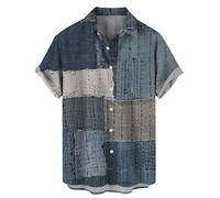 Camicia da uomo in crêpe con doppio risvolto a V, collo a lupetto, confezione multipla, Blu, M