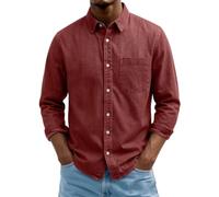 Camicia da uomo in denim a maniche lunghe con bottoni, abbigliamento da | Tessuto denim classico, tasca singola sul petto, vestibilità resistente, lavaggio scuro versatile, look robusto per tutti i