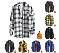 Camicia da uomo in flanella con cappuccio, imbottita in pile, a quadri, calda, con colletto Lumberjack, camicia da lavoro in flanella di cotone a maniche lunghe, camicia Button Down, giacca termica