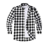 Camicia da uomo in flanella, motivo boscaiolo, in cotone bianco e nero, a quadri, vintage, scozzese, giacca di bufalo, chemise camisa, 2 stili The Madras o The Kew Plaid, Il Kew Plaid Button Down, L