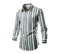 Camicia da uomo in lino, a maniche lunghe, casual, leggera, con bottoni, classica, tinta unita, basic top, vacanze, uso quotidiano, beige., XL