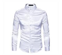 Camicia Da Uomo In Raso Liscio Camicia Da Smoking Da Uomo In Puro Colore Camicia Da Uomo Formale Camicia A Maniche Lunghe Colletto Con Bottoni Camicia Casual Da Lavoro Camicia Da Uomo Casual Slim Fit