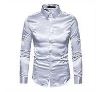 Camicia Da Uomo In Raso Liscio Camicia Da Smoking Da Uomo In Puro Colore Camicia Da Uomo Formale Camicia A Maniche Lunghe Colletto Con Bottoni Camicia Casual Da Lavoro Camicia Da Uomo Casual Slim Fit