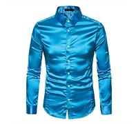 Camicia Da Uomo In Raso Liscio Camicia Da Smoking Da Uomo In Puro Colore Camicia Da Uomo Formale Camicia A Maniche Lunghe Colletto Con Bottoni Camicia Casual Da Lavoro Camicia Da Uomo Casual Slim Fit