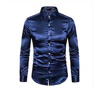 Camicia Da Uomo In Raso Liscio Camicia Da Smoking Da Uomo In Puro Colore Camicia Da Uomo Formale Camicia A Maniche Lunghe Colletto Con Bottoni Camicia Casual Da Lavoro Camicia Da Uomo Casual Slim Fit