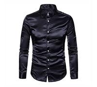 Camicia Da Uomo In Raso Liscio Camicia Da Smoking Da Uomo In Puro Colore Camicia Da Uomo Formale Camicia A Maniche Lunghe Colletto Con Bottoni Camicia Casual Da Lavoro Camicia Da Uomo Casual Slim Fit