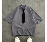 Camicia da uomo in tessuto intrecciato a righe multicolore con spalle scese e maniche corte, vestibilità regolare, taglie forti, per vacanze, regali per la Festa del Papà 2XL,3XL,4XL,5XL,6XLColore uni