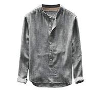 Camicia da uomo Jean - Cotone casual Uomo e Top a Maniche a bottone Lunga Moda Autunno Lino Inverno Camicetta Camicetta da Uomo Leggero Camicia per l'estate, grigio, 4XL