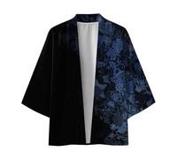 Camicia da uomo kimono giapponese, cardigan tradizionale giapponese, samurai, casual, alla moda, stile Yukata, stile retrò, tinta unita