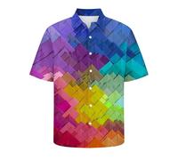 Camicia da uomo Loose Trend Casual Fashion 3D con stampa digitale risvolto manica corta, multicolore, 6XL