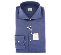Camicia Da Uomo Luigi Borrelli Blu Melange In Cotone - Slim - 15.5/39 (7A)