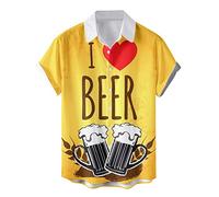 Camicia da uomo Oktoberfest, a maniche corte, camicia hawaiana, da uomo, divertente, hip hop, da discoteca, a maniche corte, estiva, moderna, con bottoni, stile hawaiano, per uomo, con stampe di birra