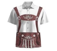 Camicia da uomo Oktoberfest, a maniche corte, camicia hawaiana, da uomo, hip hop, da discoteca, a maniche corte, con scollo a V, camicia estiva da uomo, con stampa accattivante